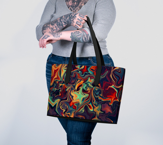 Cosmic Fluidity Vegan Leather Tote Bag