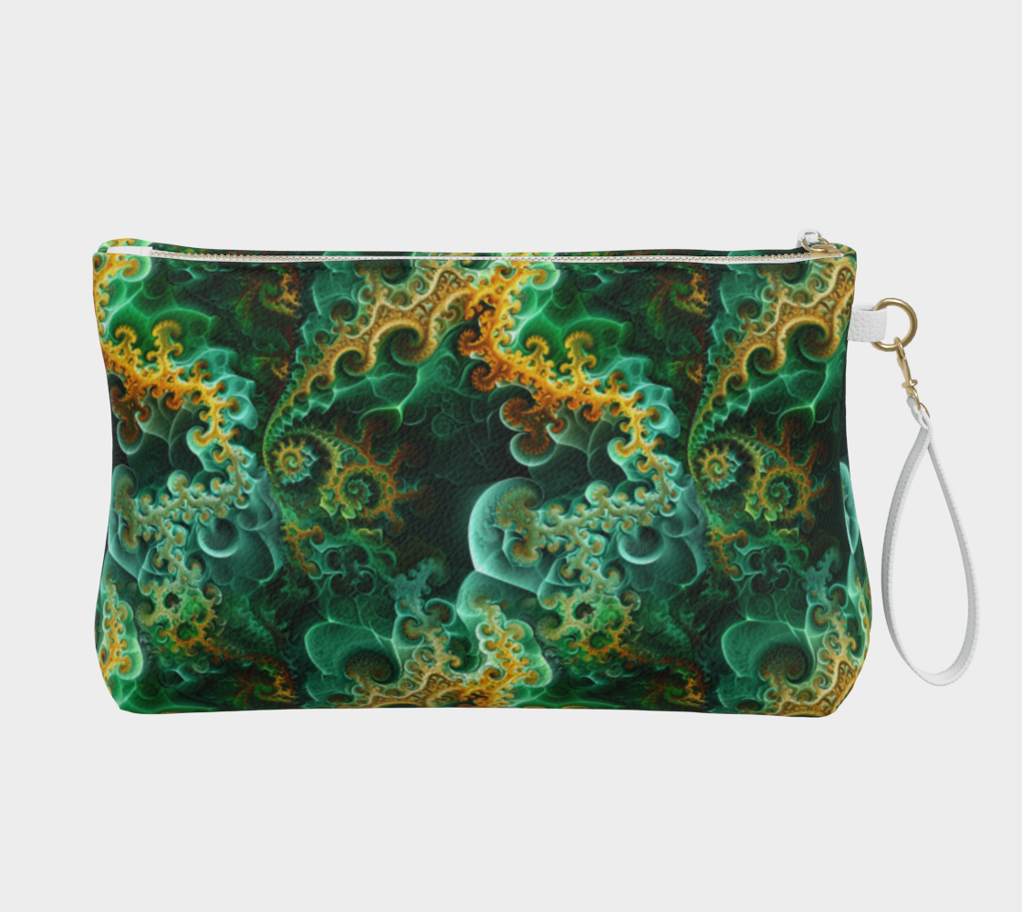 Green Fractal Garden Lined Makeup Bag