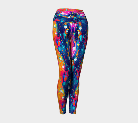 Tangerine Fluid Art Compression Yoga Leggings