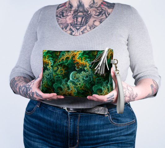 Green Fractal Garden Lined Makeup Bag