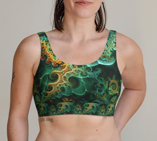 Green Fractal Garden Scoop Bralette