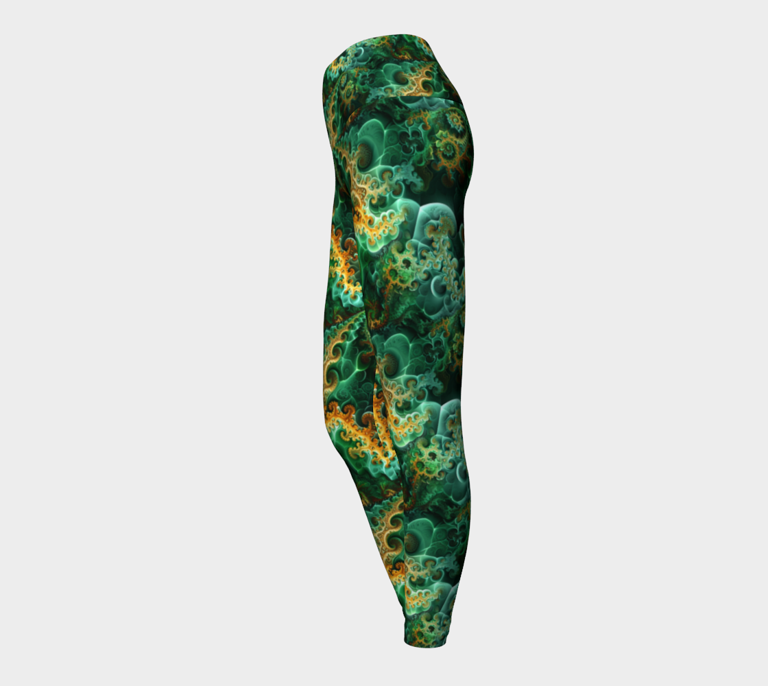 Green Fractal Garden Compression Yoga Leggings